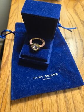 Kurt Geiger Pink Heart Crystal Ring